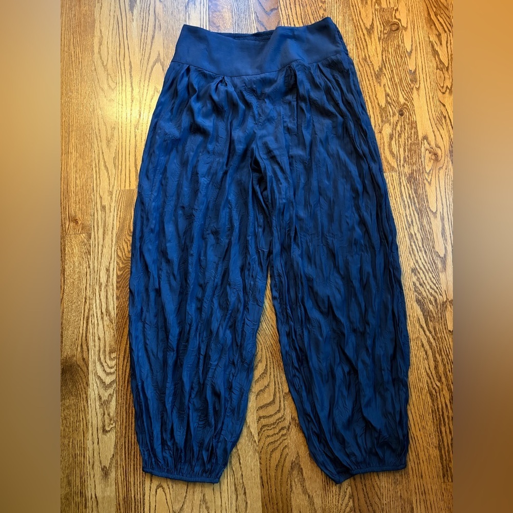 Current Air Los Angeles Navy Blue Textured Crinkled Pants Womenâs Size M